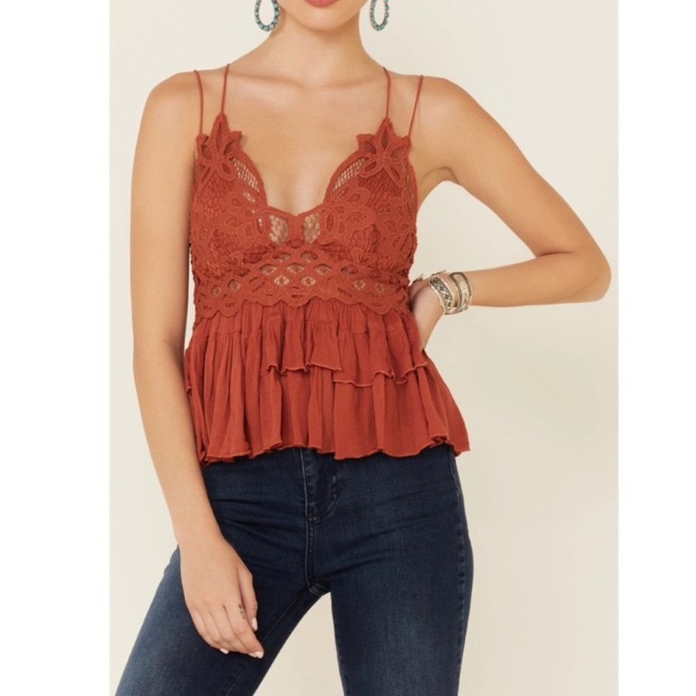NWT Free People Adella Winding Roads Rust Camisole